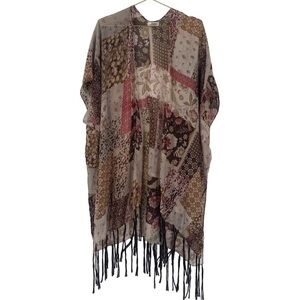 LA soul Paisley floral print duster kimono top OS boho